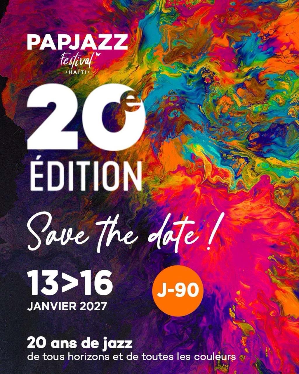 Affiche de la 20e édition du PAPJAZZ Festival, du 13 au 16 janvier 2027